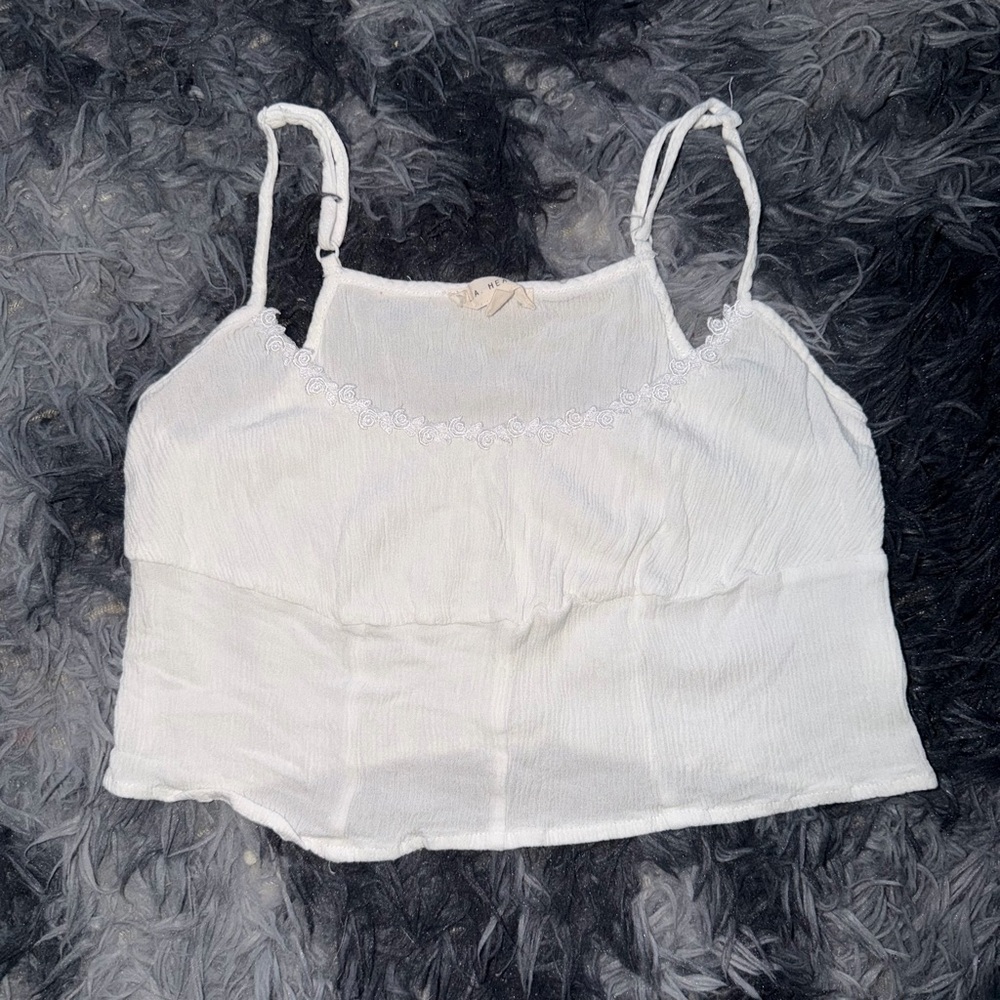 La Hearts White Lace-Trim Camisole